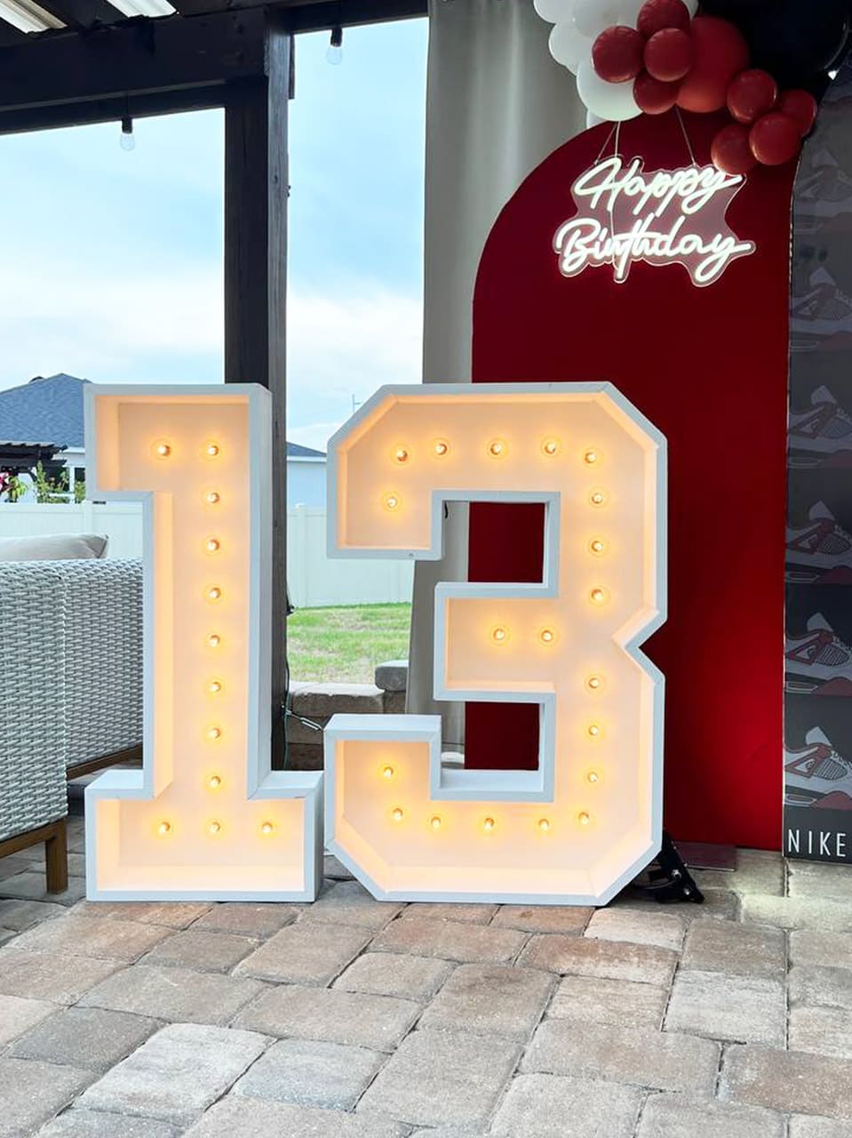 Wood marquess numbers and letters with light 3 foot 1